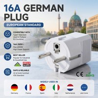 Steker PC Tahan Api Tugas Berat Standar Eropa Schuko 16A 250V Putih Dapat Diisi Ulang Steker Listrik Jerman Bersertifikasi CE RoHS