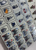 Tuiles de Mahjong Bleues et Blanches pour Halloween, 4 couches en acrylique, 160 pièces, design artistique squelette gothique, jeu de loisirs à domicile