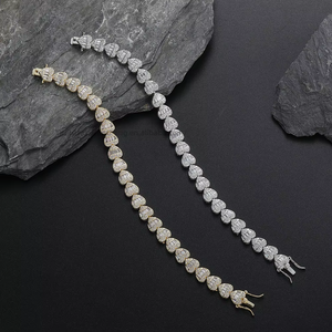 Love Zircon <b>Bracelet</b> Men's and Women's <b>Bracelet</b> Couple Stacked Wind Tennis Chain Heart Shape Tanjing Fashion Lijing Necklace - Product Image 3