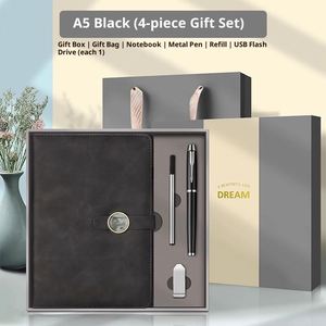Wholesale Luxury Office Custom Logo A5 Paper Embossed Notebook Planner Journal with USB Pen Gift Box Corporate Event Gift Set - Product Image 2