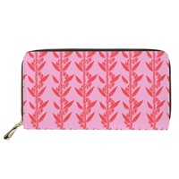 Dompet Panjang Custom dengan Ritsleting, Bahan Kulit PU, Dompet Wanita dan Pria, Tas Selempang Cetak dengan Tempat Kartu, Desain Tropis Hawaii