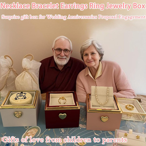 Scatola anello di rotazione torta con motivo quadrato orso piccolo per anniversario di matrimonio per collana anello braccialetto Display - Product Image 4