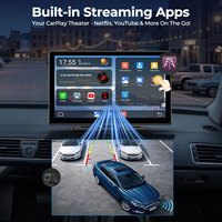Écran CarPlay sans fil de 9 pouces LAMTTO avec prise en charge des applications NetFlix YouTube, Apple Carplay, Android Auto, navigation avec caméra de recul