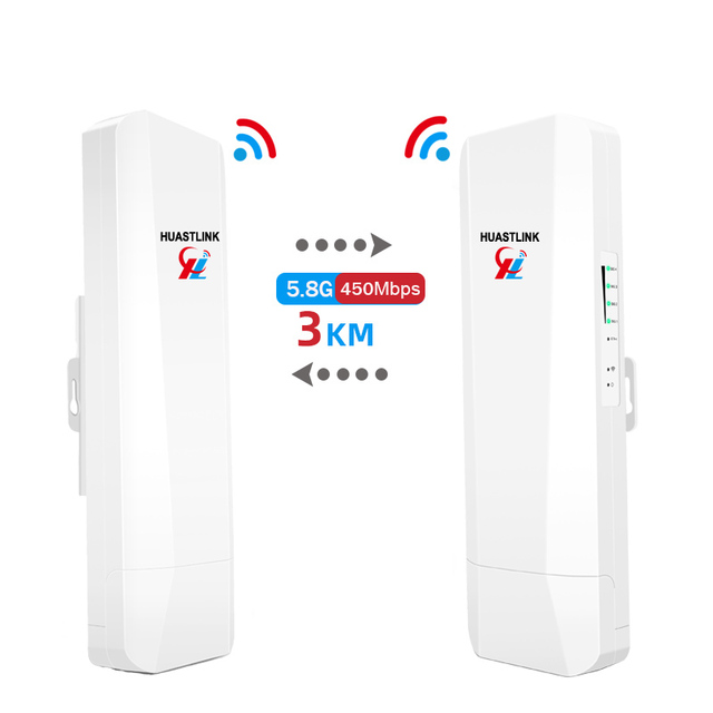 3km Long Range Point To Point Wireless Bridge 450Mbps 5.8G Outdoor Network Plug And Play POE Power Supply Wifi Wireless Bridge