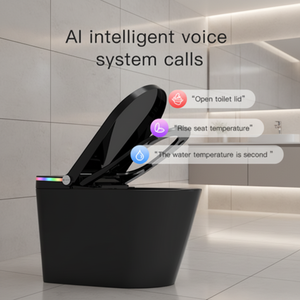 <span class=keywords><strong>WC</strong></span> intelligent en céramique haut de gamme avec siège chauffant, chasse automatique double, lavage arrière, télécommande, siphon P inclus, à poser au sol, allongé - Product Image 2