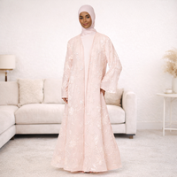 Nouvelle Collection 2026 : Abaya Kimono Élégante Printemps en Dentelle Perlée, Broderie Florale Ornée, Sur Mesure, Luxe Mariage OEM