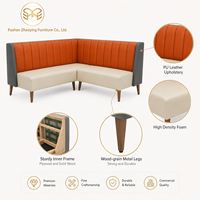 Banquette en forme de L capitonnée, en PU orange, pour restaurant commercial, bistro, café, chaîne de restauration rapide et dîner