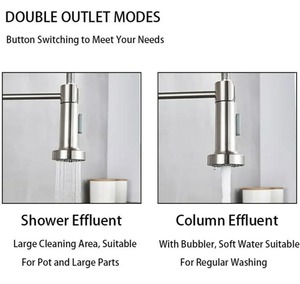 Elegante grifo de cocina montado en la pared con manijas dobles y rociador de silicona extraíble flexible para una fácil limpieza y control del agua - Product Image 5