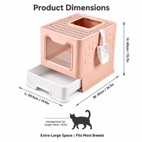 Grande litière pour chat pliable, anti-odeurs, avec accès par le haut, accessoire pour animaux de compagnie, design fermé