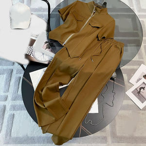 Nouvel Ensemble Décontracté Sport Chic 2025 pour Femme : Robe d'Été Courte avec Fermeture Éclair et Pantalon Large Populaire à Manches Courtes - Product Image 6