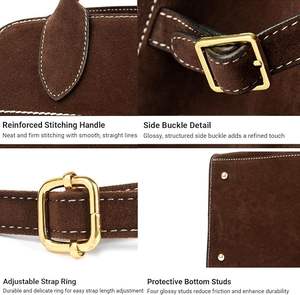 Sac fourre-tout vintage en daim vegan personnalisé pour femme, grande capacité, sac à bandoulière pour le travail et les voyages, sac à main en cuir souple - Product Image 5