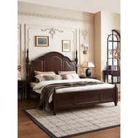 Lit double en bois massif de style antique français, lit king size durable et luxueux pour les chambres à coucher