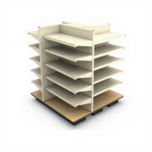 Estantería Metálica con Revestimiento en Polvo <span class=keywords><strong>de</strong></span> Acabado Elegante, 4 Vías, Góndolas <span class=keywords><strong>de</strong></span> <span class=keywords><strong>Madera</strong></span> Duraderas para Tienda, Estanterías Resistentes para Comercio Minorista - Product Image 1