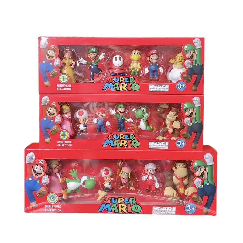 Venta al por mayor Anime Super Mario PVC muñeca Figuras DE ACCIÓN Juguetes para niños Set de regalo Cuerpo completo Recuerdo Artesanía