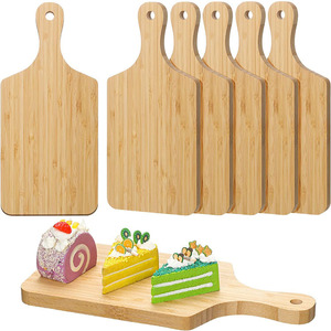 Ensemble de 6 planches à découper en bambou Jiangbo Handicrafts, planches à découper en bois pour servir gâteaux et fruits, design à double poignée. - Product Image 1