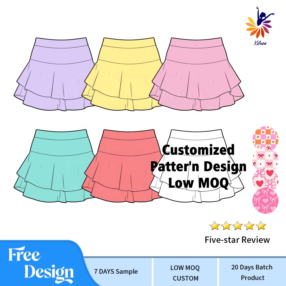 Girls Yoga Set High Stretch Crop Tank Top Double Layer Skirt Built In Shorts Custom Logo OEM ODM Premium