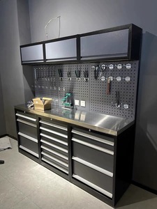 9 unités de rangement modulaire personnalisé pour garage, armoire de rangement robuste en métal, coffre à outils, poste de travail pour garage automobile, établi, <span class=keywords><strong>table</strong></span> de travail - Product Image 2
