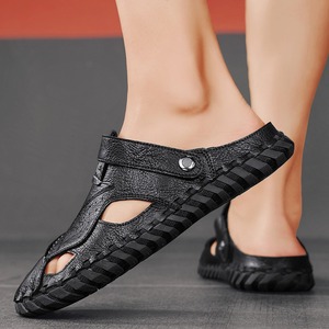 Summer 2026 Handmade Sandals Soft Soles Men's Casual Beach Shoes Two-Use Driving <b>Slippers</b> Breathable Comfortable - Product Image 3