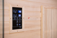 Salle de sauna infrarouge moderne de luxe, installation facile, chaise de sauna confortable, bois de pruche massif, fonction vapeur sèche, sauna accessible, luxe