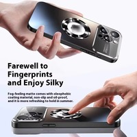 Pour Apple pour iPhone 16 Pro Max étui de téléphone portable grande fenêtre givré étiquette manquante aspiration magnétique housse de protection pour Plus