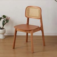 Chaises de salle à manger en gros, chaise en bois massif et rotin avec dossier, siège en cuir, pour hôtel, restaurant, appartement