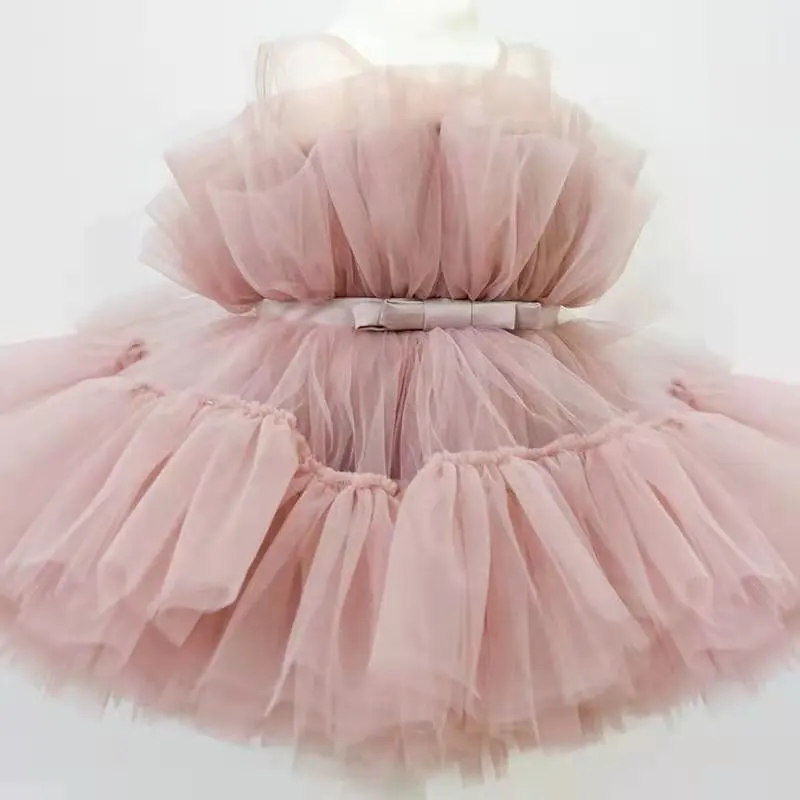 Lace Tutu White Summer Kawaii Clothes for Party Evening Frock Wedding Princess Design Lil Tulle Dress Birthday Baby Girl Dresses