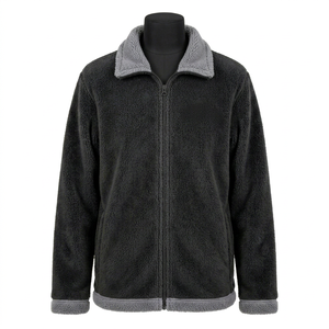 Veste polaire Sherpa tendance à fermeture éclair intégrale, manteau Teddy décontracté et chaud à col montant pour homme, vente en gros de vêtements d'extérieur - Product Image 1