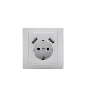 New EU standard Universal wall socket outlet Connected 2P+T with dual USB