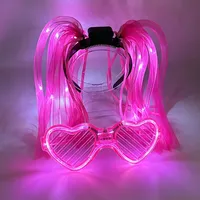 1 ensemble de bandeaux LED Y2K avec lunettes pour femmes, bandeau lumineux tressé pour bar, club, danse et spectacle, accessoires pour cheveux