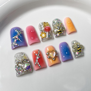 Boca de pato 3D de lujo 10 piezas <span class=keywords><strong>Uñas</strong></span> acrílicas hechas a mano Venta al por mayor <span class=keywords><strong>Uñas</strong></span> postizas Diseñador Estilo francés Prensa en las <span class=keywords><strong>uñas</strong></span> - Product Image 3