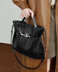 Sacs à main en cuir véritable tressé pour femmes, grande capacité, sacs à bandoulière pour dames, vente chaude, nouvelle collection - Product Image 2