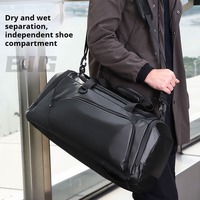 Grand sac à dos de sport et de voyage pour hommes Sac de basket-ball/football isolé à la mode avec compartiments secs/humides Noir