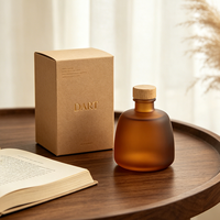 Diffuseur de parfum en verre en forme de cylindre |   Flacon de parfum mat style apothicaire avec couvercle en cristal |   Pot d'aromathérapie vide de qualité supérieure