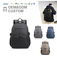 Sac à dos pour ordinateur portable en nylon de 14 pouces, grande capacité, résistant à l'eau, compartiment pour ordinateur portable, poches externes à fermeture éclair, sacs latéraux en maille, polyester