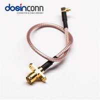 Konektor SMA Female 2 Lubang Flens ke Konektor MMCX Plug Male Bersudut dengan Kabel Koaksial RF RG178 RG316, Steker Listrik Male Female