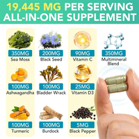 Complément Alimentaire Tout-en-un en Capsules Végétaliennes OEM à Marque Blanche : Mousse de Mer et Huile de Nigelle pour la Digestion, les Os, l'Immunité, la Peau, les Cheveux, l'Énergie et le Stress