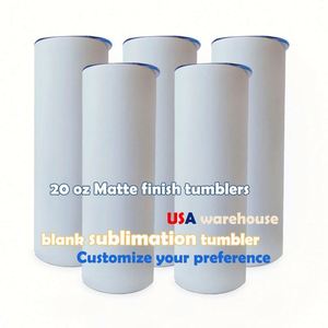 Vasos de sublimación mate de acero inoxidable de doble pared de 20 oz con pajitas y tapa, rectos, en blanco, desde almacén de EE. UU. - Product Image 2