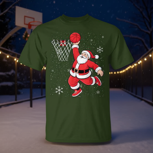 T-shirt Père Noël jouant au basketball, design de Noël, vêtements pour hommes - Product Image 3