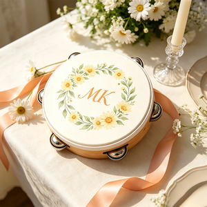 Lot de 100 mini tambourins de mariage en gros, tambours à main personnalisés avec logo, cadeaux personnalisés pour invités de mariage et faveurs de fête - Product Image 2