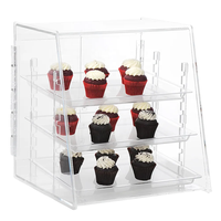 Transparent clair 3 niveaux acrylique boulangerie gâteau pâtisserie comptoir présentoir vitrine armoire boulangerie pain affichage
