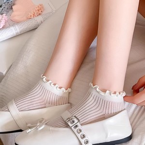 Women's Ankle Socks Solid Color Ruffled Edge Breathable Mesh Thin Socks For Spring Summer Casual Wear - Product Image 2
