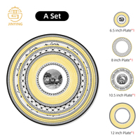 Assiettes de présentation, assiettes de mariage, vaisselle en porcelaine osseuse, service de table, plats de service, vaisselle, ensemble d'assiettes dorées pour événements et traiteur