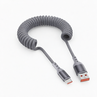 Kabel Pengisian Cepat USB-C 100W 1.5m Kabel Anyaman Berlilit Konduktor Tembaga Murni Kompatibel CarPlay Android iPhone 18/17/16 untuk Mobil