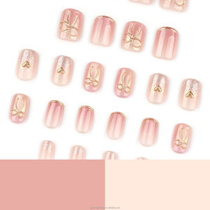 Juego de 24 <span class=keywords><strong>Uñas</strong></span> Postizas Acrílicas 3D en Forma de Almendra Corta, <span class=keywords><strong>Uñas</strong></span> Artificiales - Product Image 5