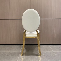 Chaises de salle à manger en cuir et acier inoxydable doré pour hôtel, table et mobilier de luxe moderne de haute qualité, chaises en métal pour mariage