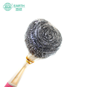 Earth Pot Scrubber Stainless Steel Wool Long Handle Kitchen Cleaning Tool Durable Solid Shape - Product Image 2