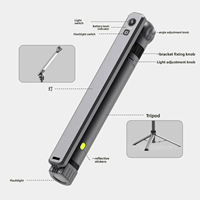 Lampe de travail LED télescopique, projecteur de camping avec support rétractable et perche extensible pour la chasse, le camping, la randonnée et la réparation