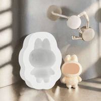 Moule en silicone Twller Plush Labubu Rabbit pour plâtre, béton, bricolage, film, pincement manuel, moule en silicone animal pour la fabrication de bougies