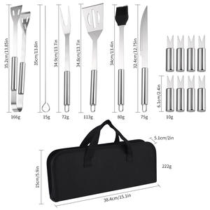 Lote de suministros para parrilla Fever, juego de herramientas de acero inoxidable, aguja portátil para barbacoa al aire libre, cepillo de aceite, cuchillo, Clip, cubiertos - Product Image 2