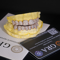 Grillz Hip Hop en Argent Sterling 925 Plaqué Or Rose, Style King, VVS, Fait Main, Sertissage Mosaïque 8 sur 8, Moissanite Éblouissante, Personnalisé